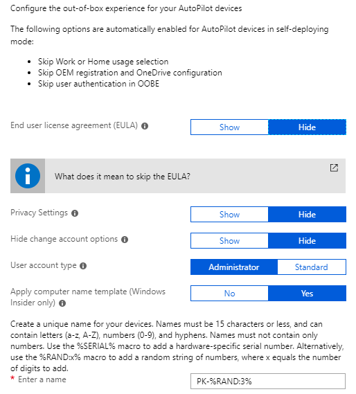 Modern desktop deployment AutoPilot settings Peter Klapwijk In The